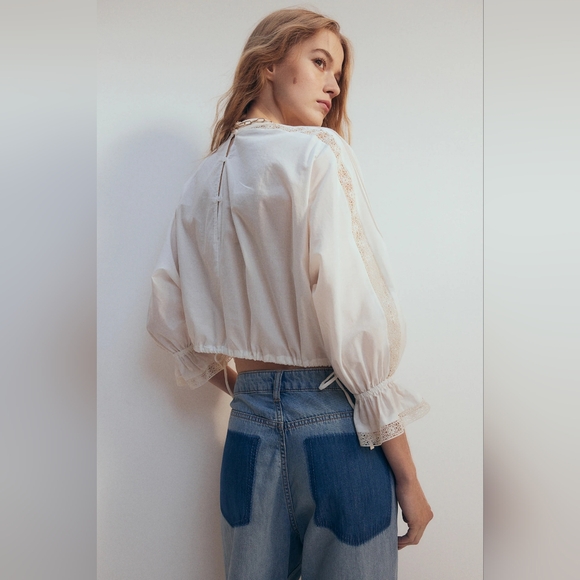 H&M Lace-Inset Cotton Blouse - Picture 3 of 16